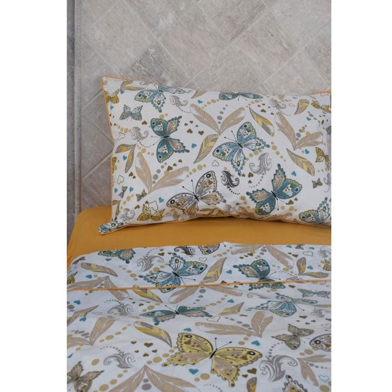 Parure De Lit NEED'S 1 Place Et Demi Buterfly 120 X 190cm - Jaune