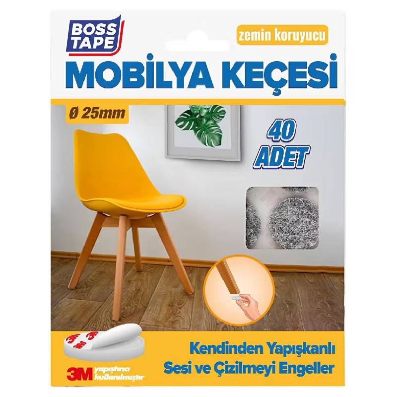 Patin en Feutre BOSS TAPE Adhésif Pour pied de Meuble Rond 25 mm