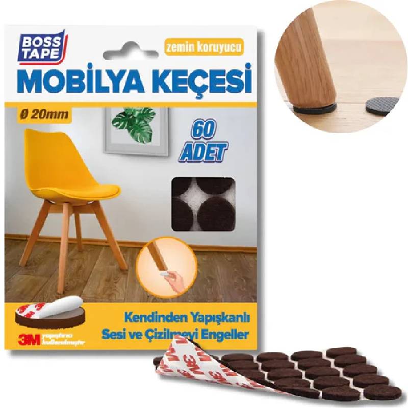 Patin en Feutre BOSS TAPE Adhésif Rond Pour pied de Meuble 20 mm