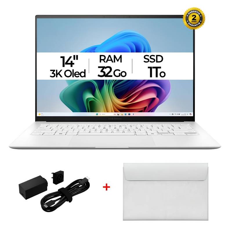 Pc Portable ASUS Zenbook S 14 Ultra 9 288V 32G 1To SSD - Blanc
