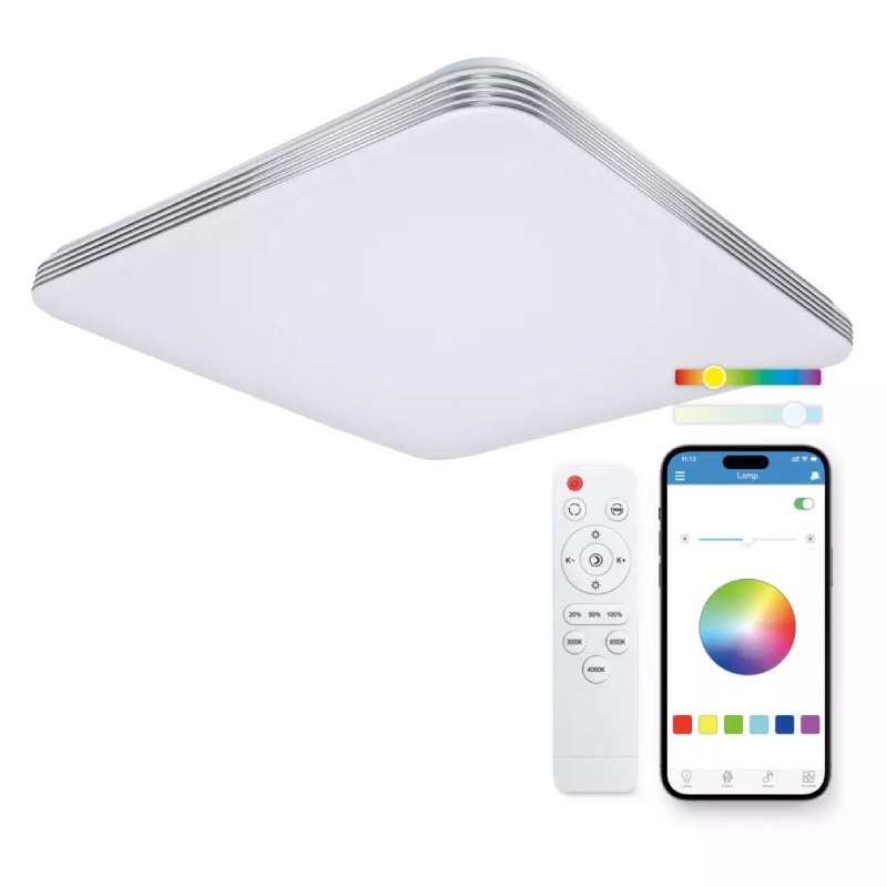 Plafonnier KSIX twilight 47.5cm rgbic+cct 7700lm 70w ilink - blanc
