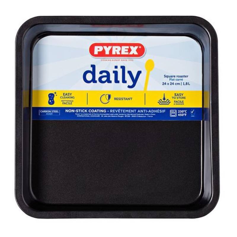 Plat Carré antiadhésif PYREX Daily 1.8 Litre 24 x 24 cm - Noir