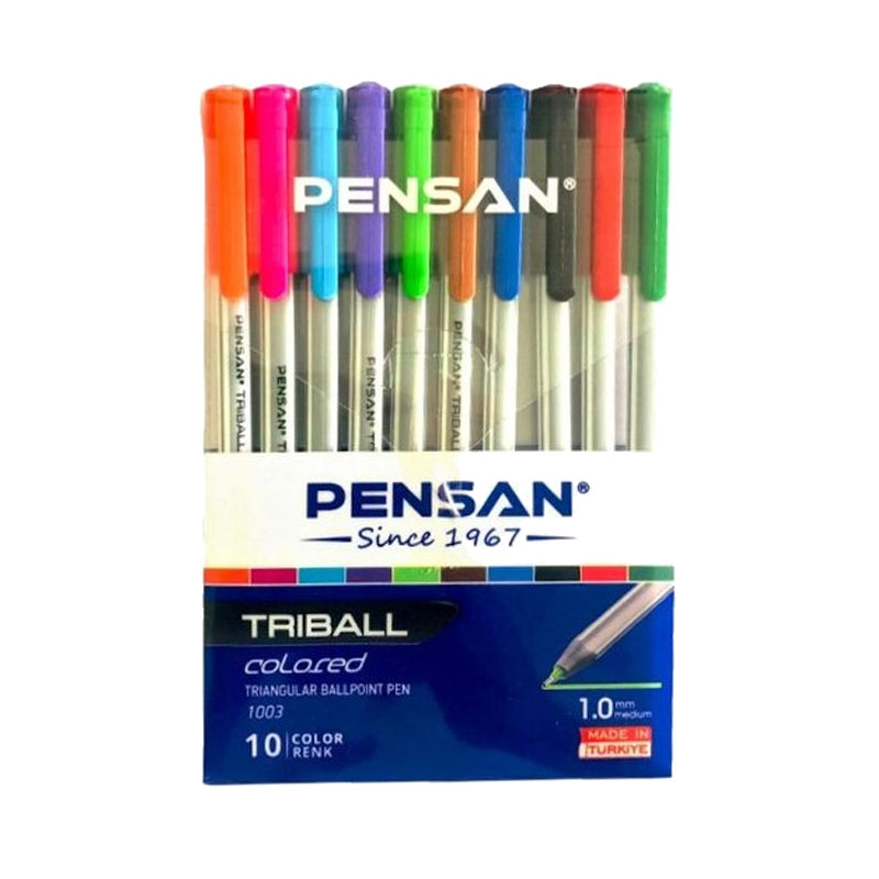 Pochette de 10 Stylos à bille PENSAN Triball - Assortis