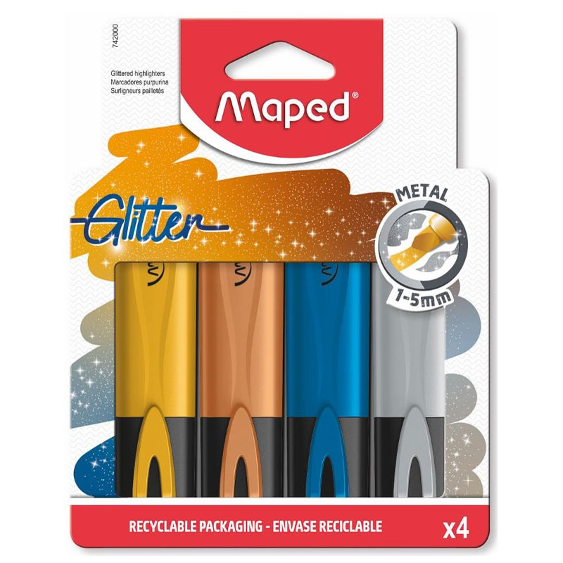 Pochette de 4 marqueurs MAPED métalliques à paillettes