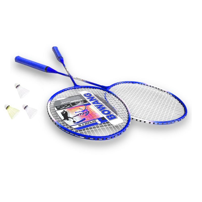 Raquettes de badminton Bowang avec 3 balles volants - Bleu