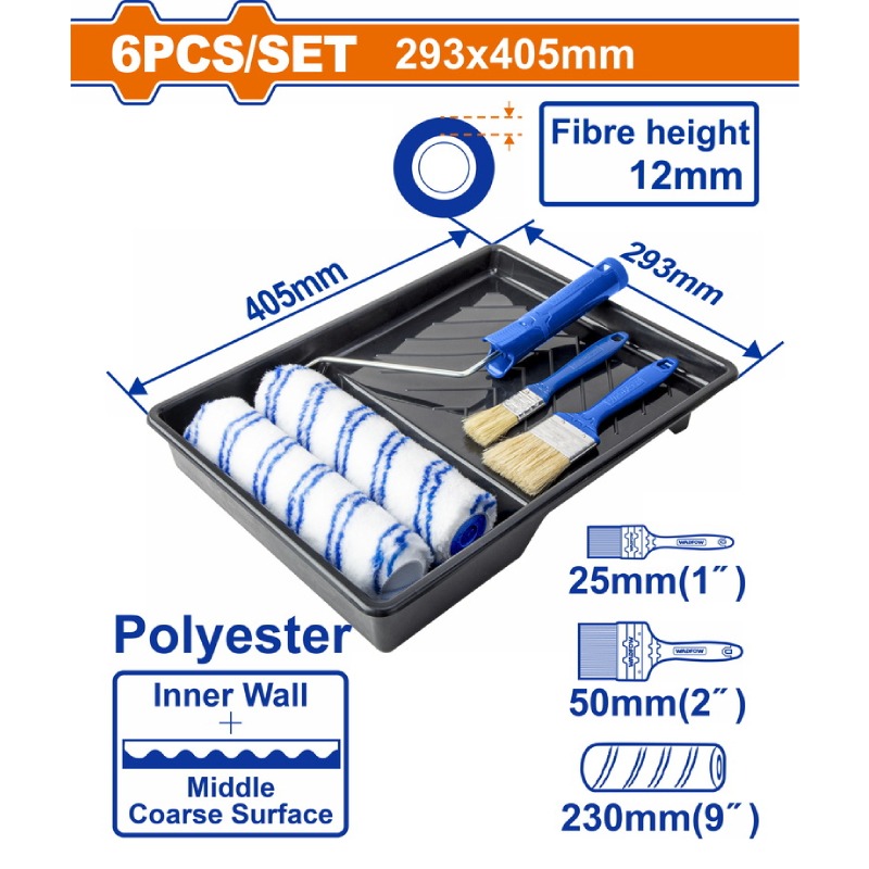 Ensemble de brosses cylindriques WADFOW 6 en 1 (WCB3H62)