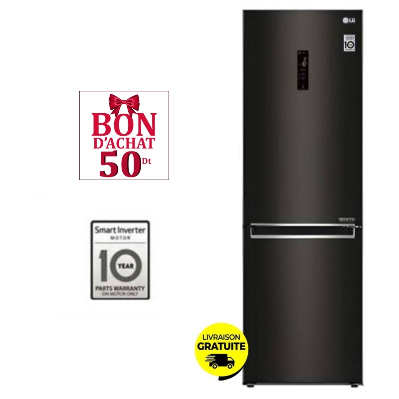 Réfrigérateur Combiné LG GR-B459NQFM 374L NoFrost - Noir Mat