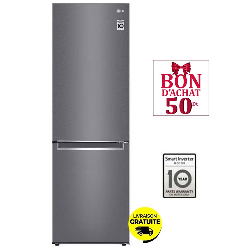 Réfrigérateur LG Combiné GR-B459NLLM 374L NoFrost - Platinum Silver