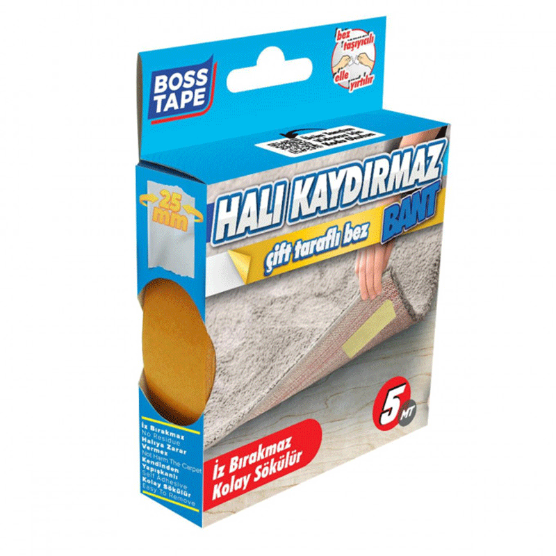 Ruban adhésif BOSS TAPE double face antidérapant pour tapis 25mmX 5 mètres