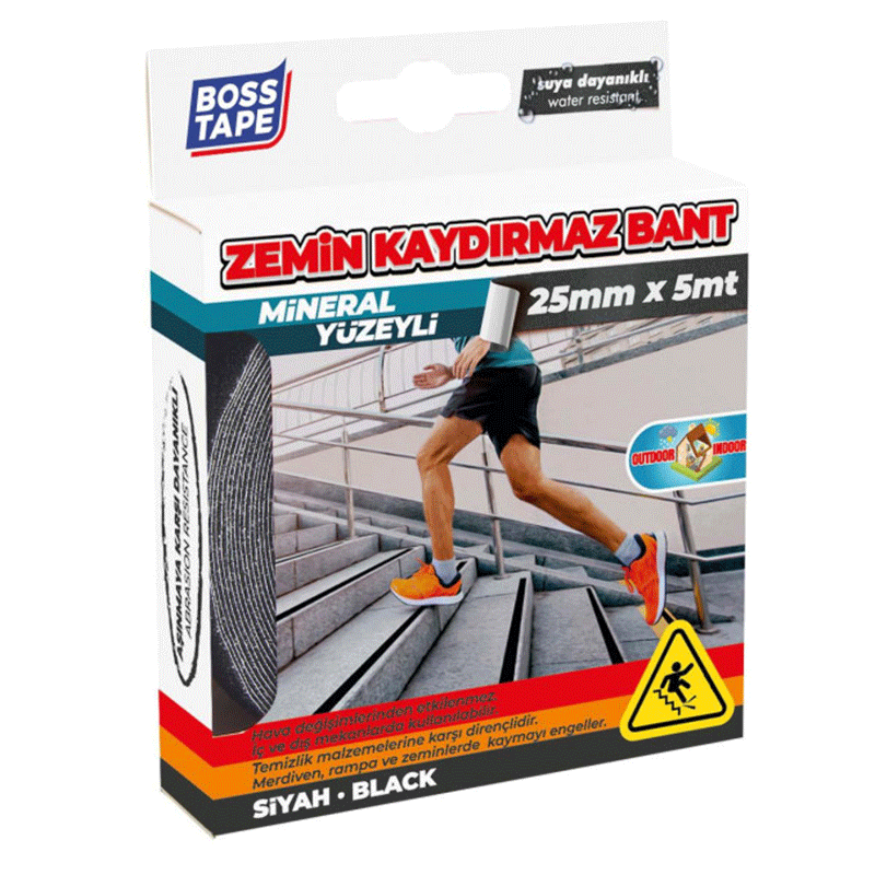 Ruban antidérapant BOSS TAPE pour escaliers au sol 25 mm x 5 mètres