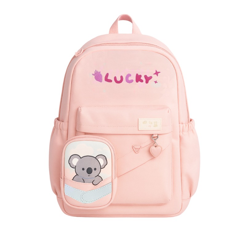 Sac à Dos Scolaire 3 Compartiements Avec Design - Rose&Gris