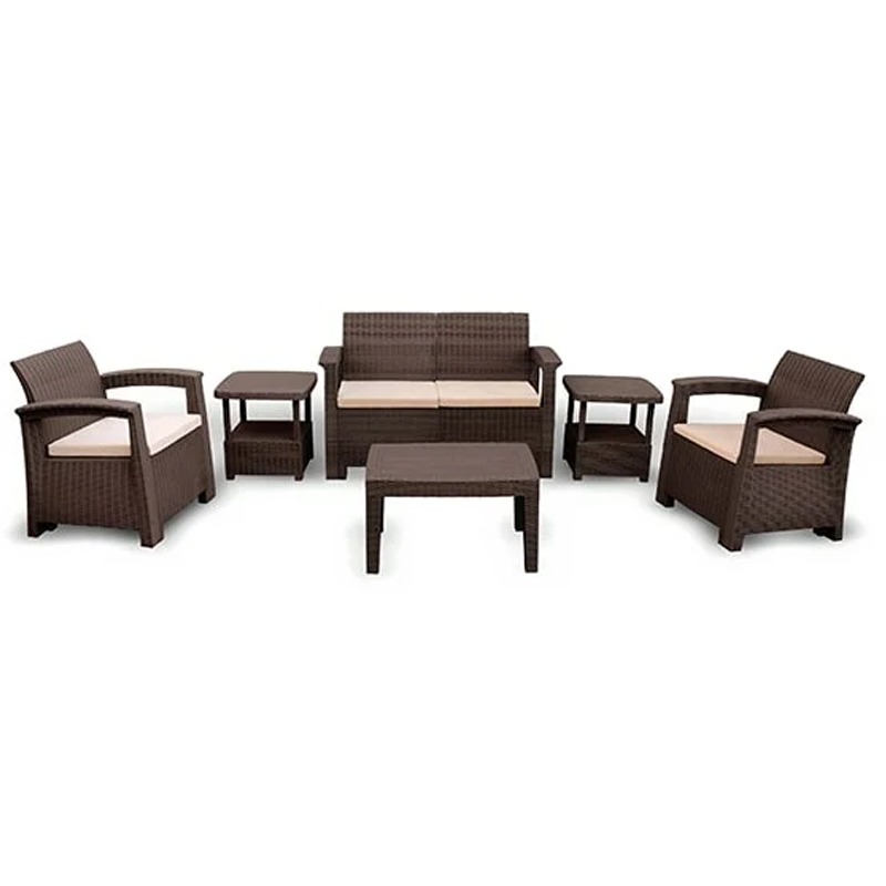 Salon de jardin SOFPINCE Syphax 4 places - Marron