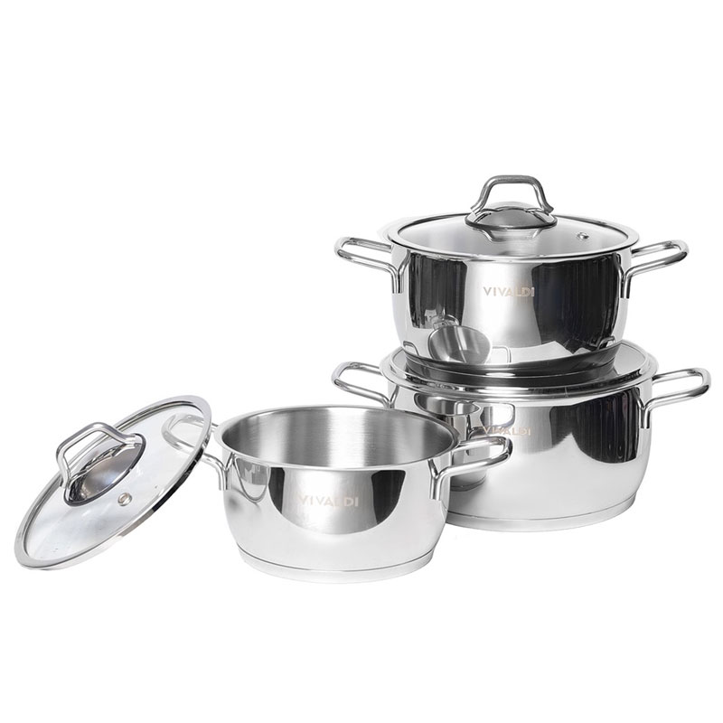 Set De 3 Faitouts VIVALDI Almina 18cm,20cm&22cm - Inox