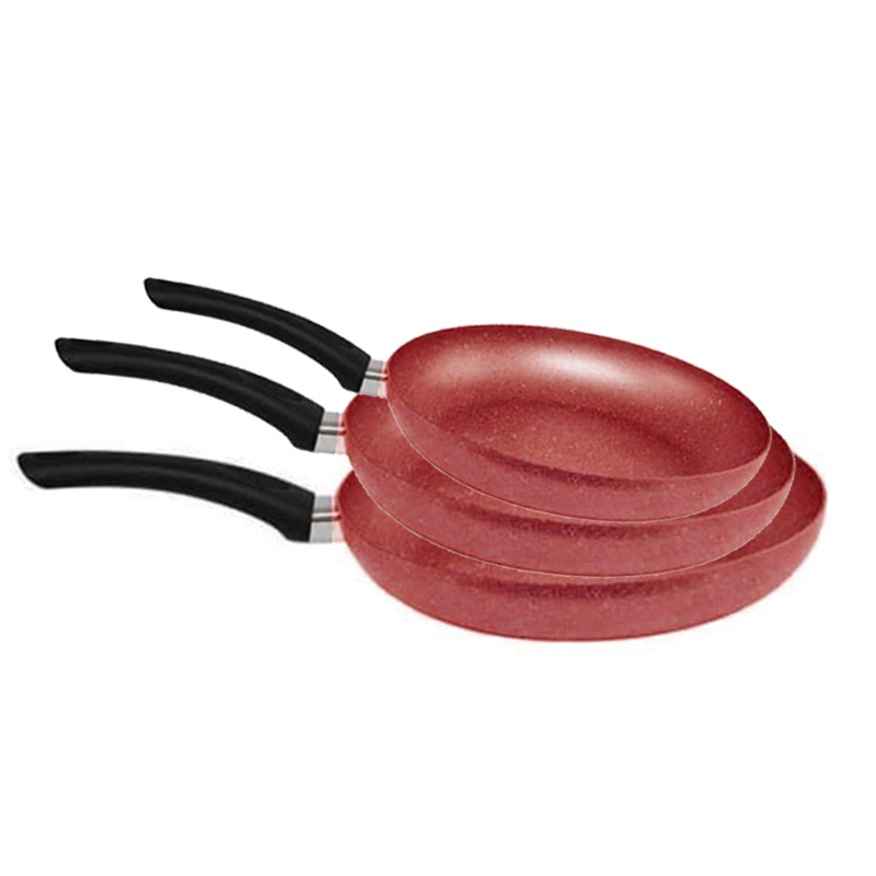 Set De 3 Poêles El Gusto By COOK'ART 24cm,26cm&28cm - Rouge