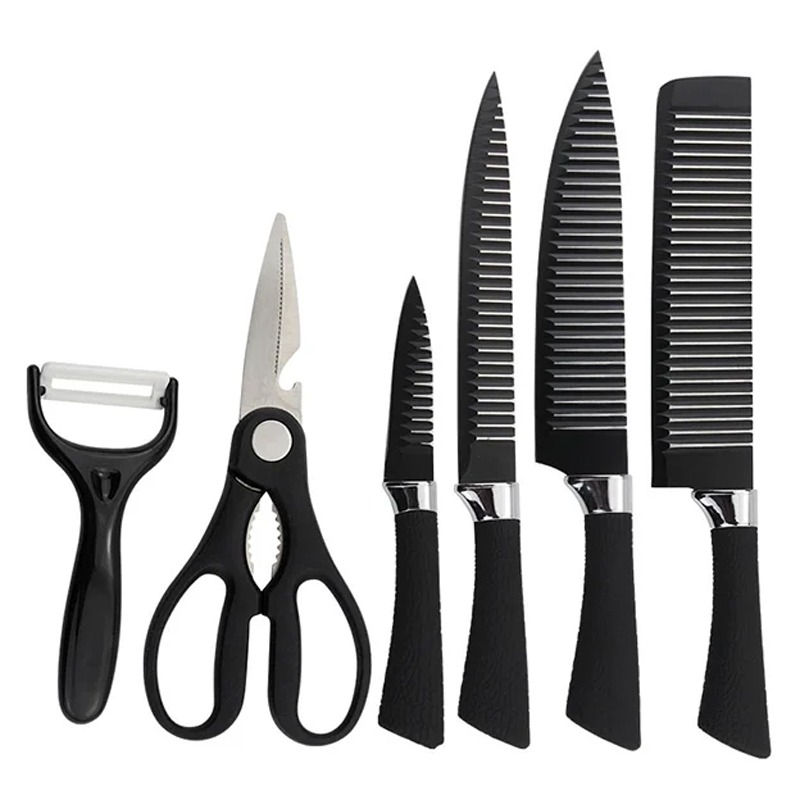 Set De Couteaux 6 Pièces de Cuisine - Noir