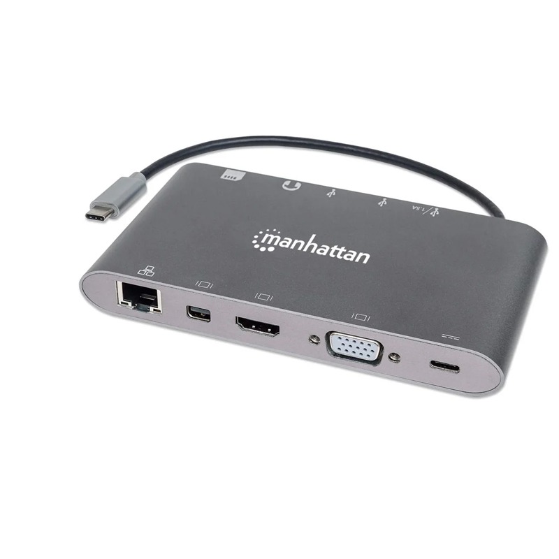 Station d'accueil MANHATTAN SP USB-C PD 7 en 1 - Gris
