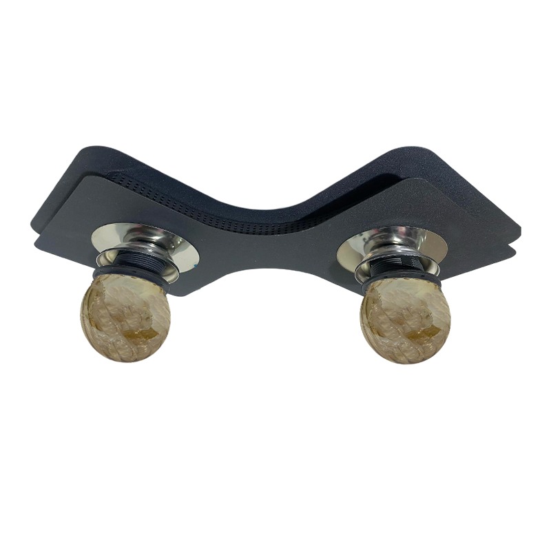 Suspension Moderne Métallique à Deux Lumières - Noir Mat