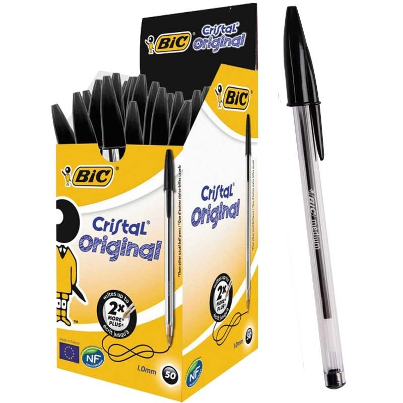 Pack de 20 Stylos à Bille BIC Cristal Original 1.0 mm - Noir