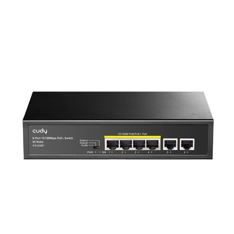 Switch CUDY FS1006P 6 Ports POE+ 10/100 Mbps  60W - VLAN