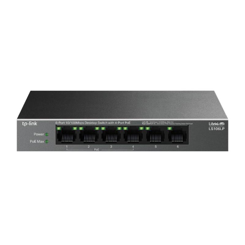 Switch de Bureau TP-LINk TL-LS106LP 6 Ports 4 PoE 10/100 Mbps, 41W, 250m - Noir