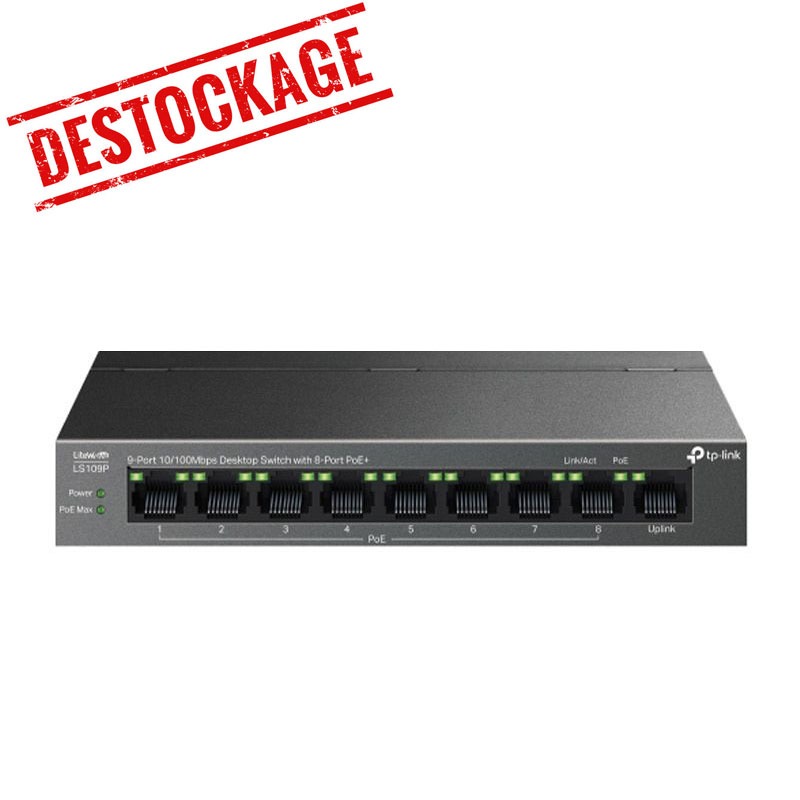 Switch de bureau TP-LINK LS109P 9 ports 10/100 Mbps avec 8 ports PoE+