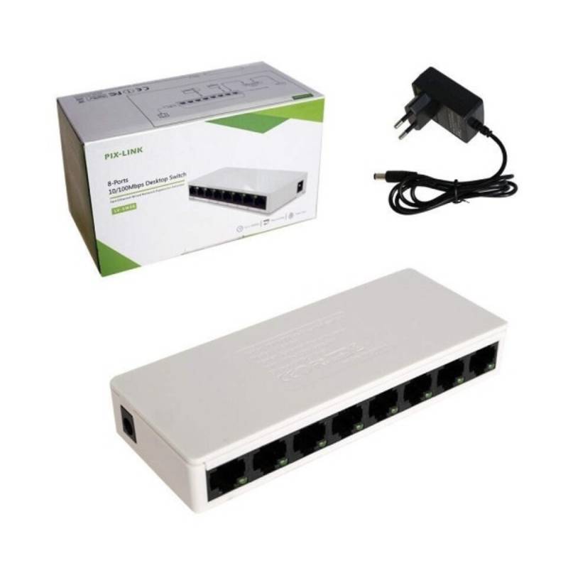 Switch PIX-LINK 8 Ports 10/100 MBPS - Blanc