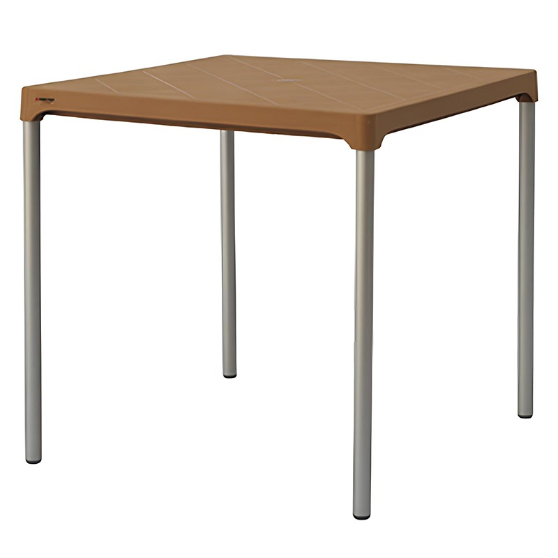 Table Carré Rosa avec Socle Aluminium - Caramel