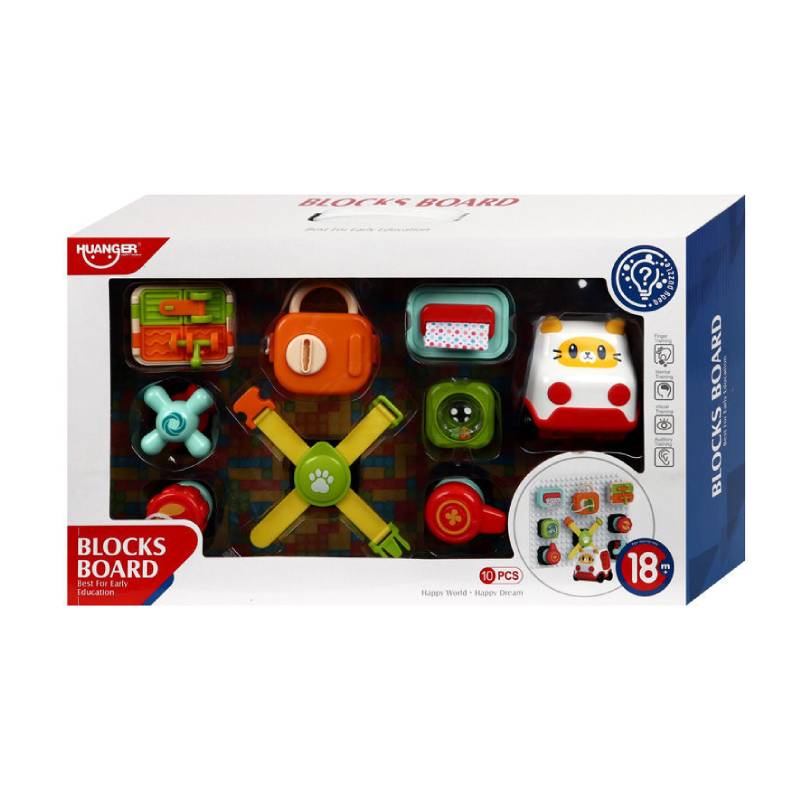 Tableau d’Activités Sensoriel avec Blocs de Construction