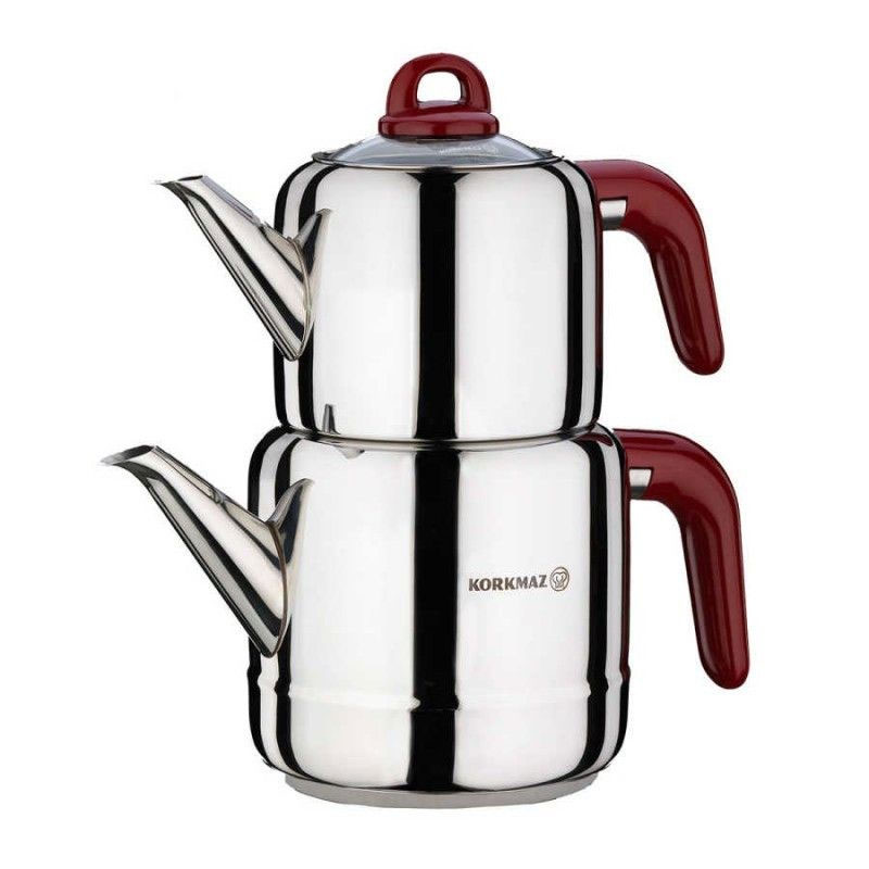 Théière KORKMAZ Hera Rouge 1.1L/1.9L - Inox