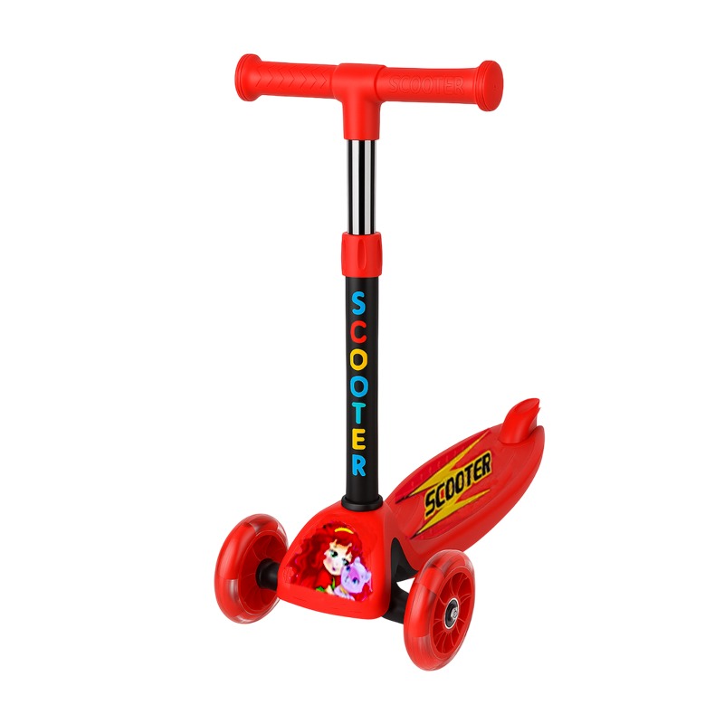 Trottinette Pour Enfant Lumineuse Avec Design 3 Roues - Rouge