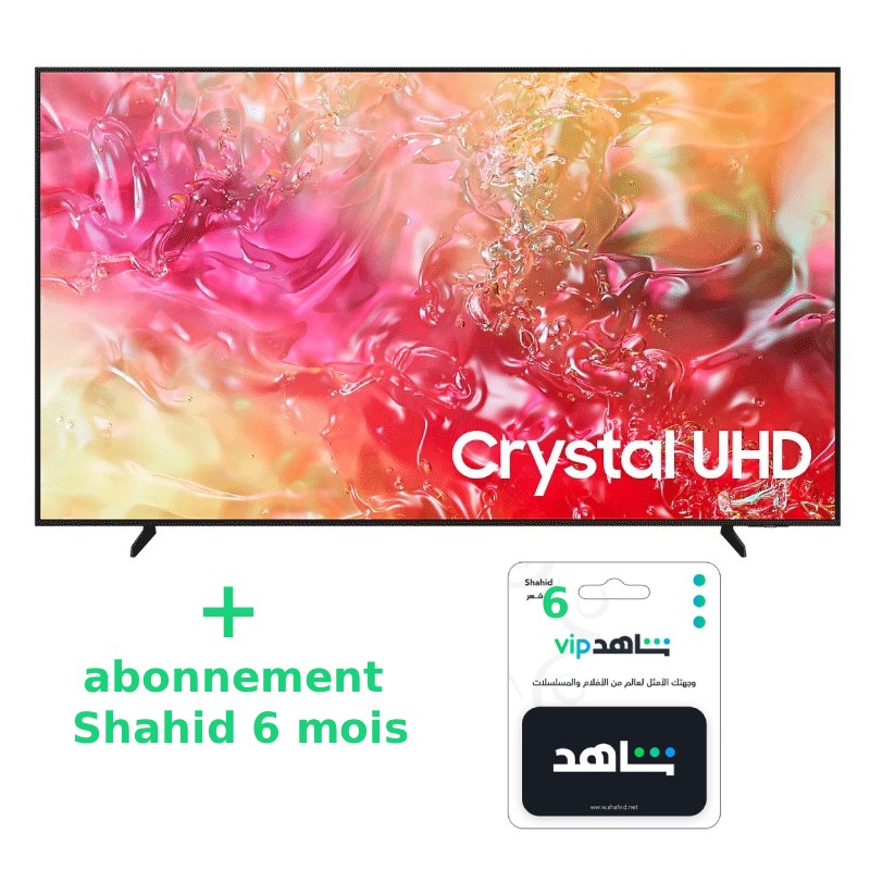 TV Samsung 70" 4k Crystal UHD Smart + Abonnement Shahid 6 mois