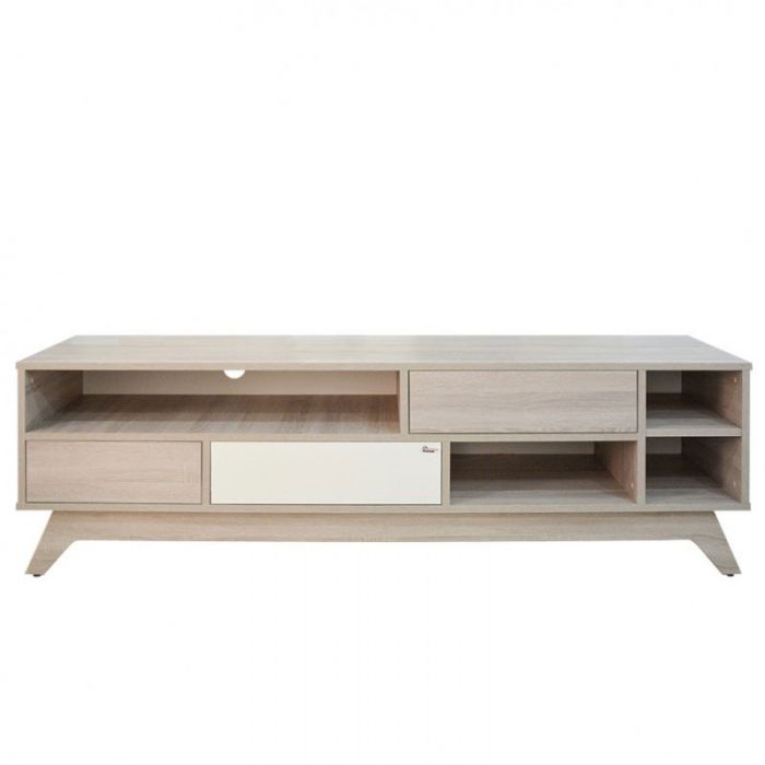 Table TV SOTUFAB MALMO - Chêne brut & Blanc