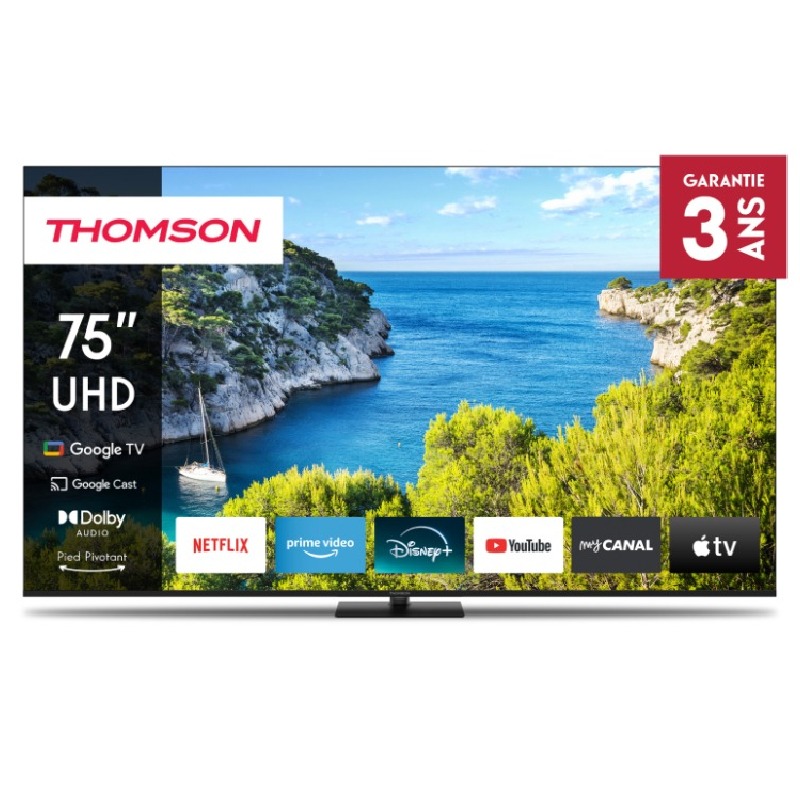 TV Thomson 75" 75UG5C14 UHD 4K Google Tv - Noir