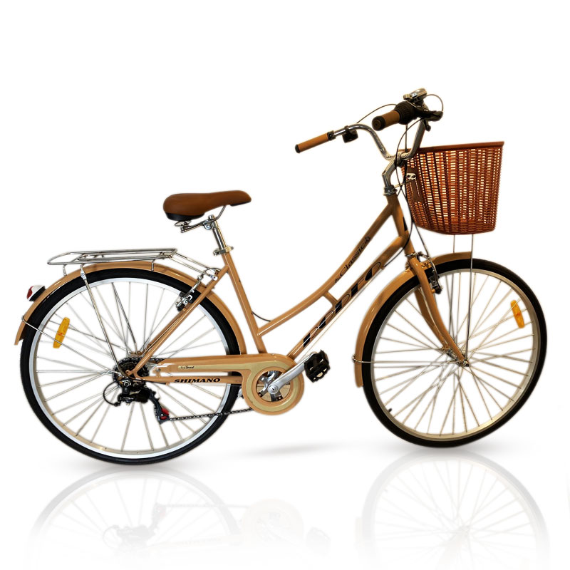 Vélo de Ville RODEO 6026-C6VS Avec Panier Avant - Beige