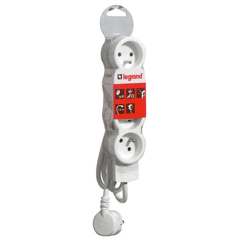 Multiprises LEGRAND 3 Ports 1.5M - Blanc&Gris(050051) - Image 2