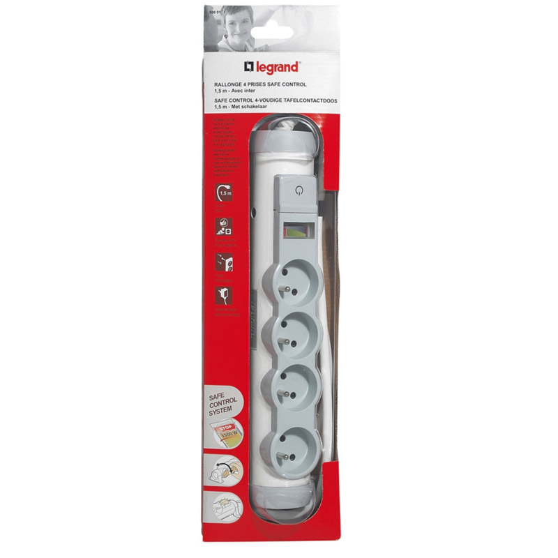 Rallonge Multiprises LEGRAND 4x2P+T Avec cordon 1.5m - 050091 - Image 2