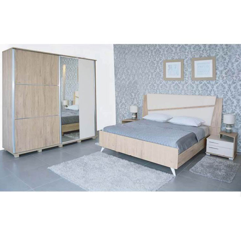 Chambre Adulte AMBIANCE 200x160cm 2 Portes - Denver / Beige 