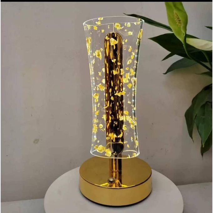 Lampe de table luxe dorée verre transparent déco moderne led - Image 2