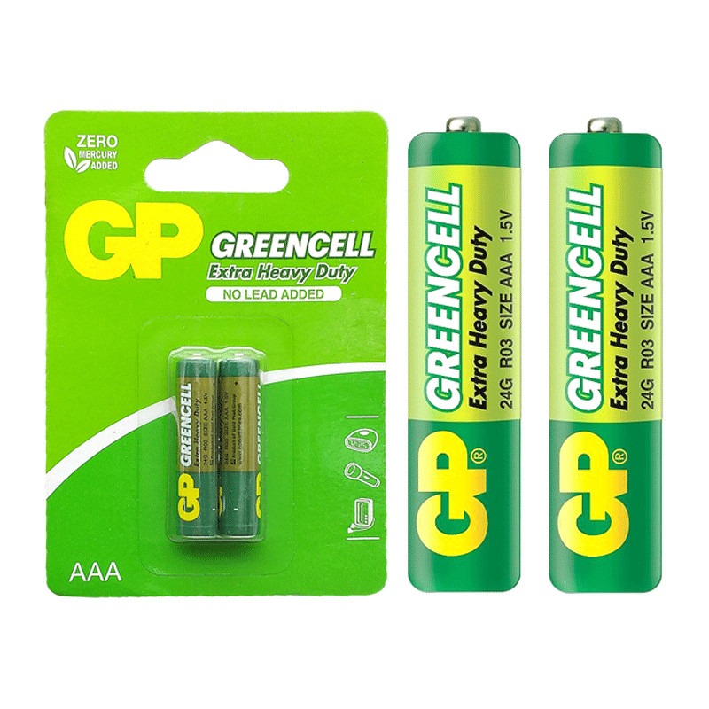 2x Piles GP Greencell AAA EXTRA HEAVY DUTY R03 1.5V