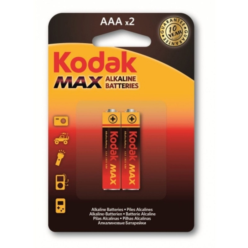 2x Piles KODAK Max Alkaline AAA LR03