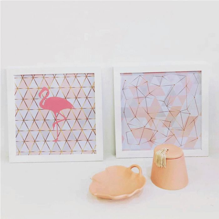 Tableau De Décoration Typographique Collection Flamant Rose 30 X 30 cm - Image 2
