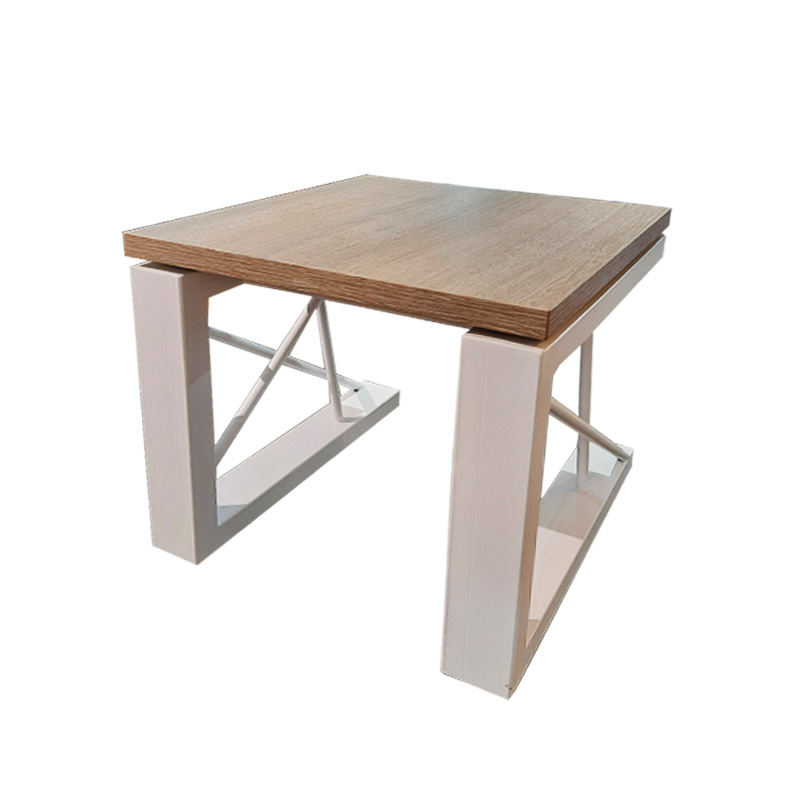 Table Basse Carré En MDF Avec Structure Métallique - Pin Blanchi - Image 2