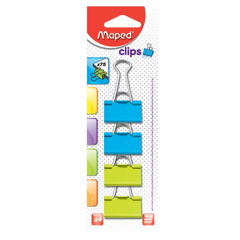 4 Pince Double Clip MAPED 32 mm - Assortis
