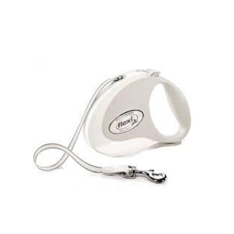 Laisse Flexi Style M Bande 5m Pour Chien - Blanc