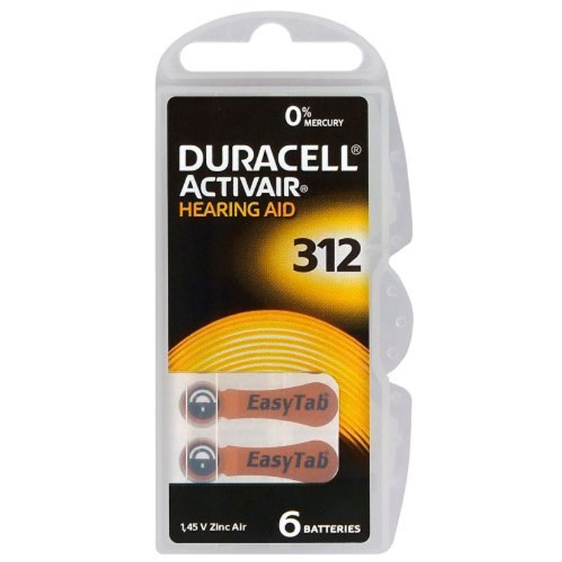 6x Piles Bouton DURACELL HEARING AID Pour Appareils Auditifs ZA 312