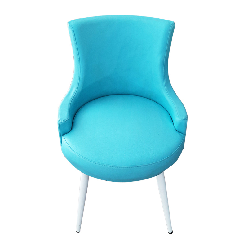 Chaise INDIGO Ronde En Simili Cuir Avec Pieds En Acier - Bleu Turquoise - Image 2