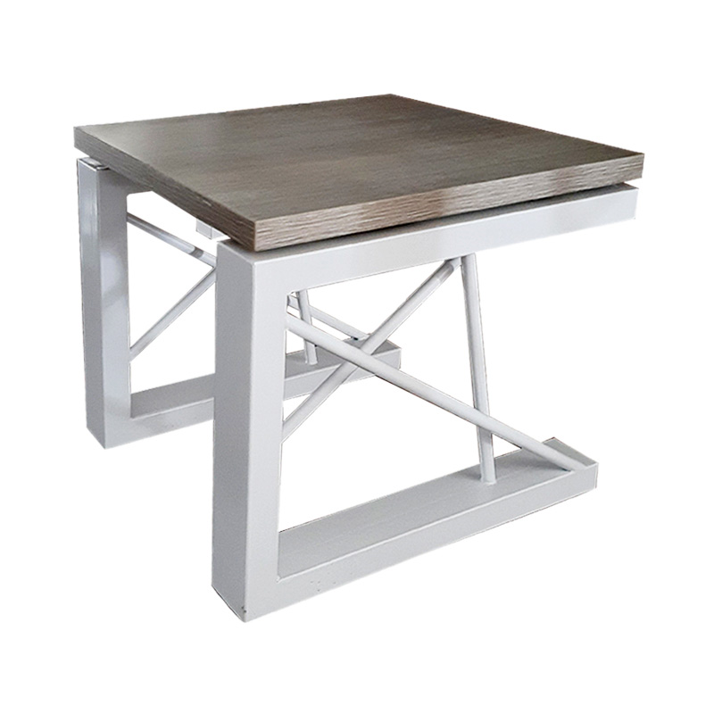 Table Basse Carré En MDF Avec Structure Métallique - Pin Blanchi