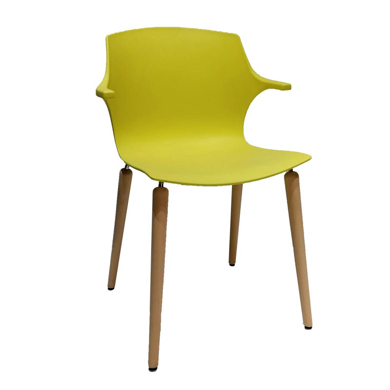 Chaise Frill Avec Pieds Scandinave Fixe & Accoudoirs Integrés - Jaune