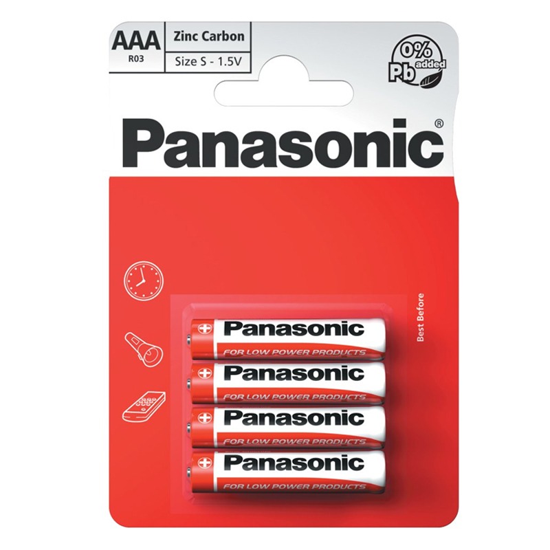 4x Piles PANASONIC Zinc-carbone R03 AAA 1.5 V