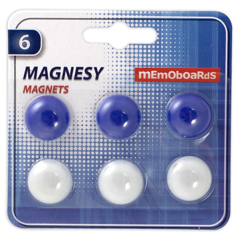 6 Pièces d'aimants 20 mm De Tableau MEMOBOARDS - Bleu et Blanc 